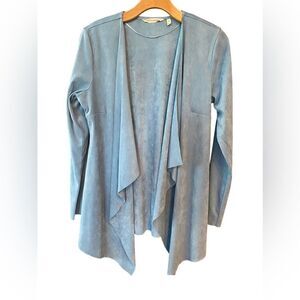 Soft Surroundings Sz XS Soft Blue Waterfall Front Long Sleeve Cardigan